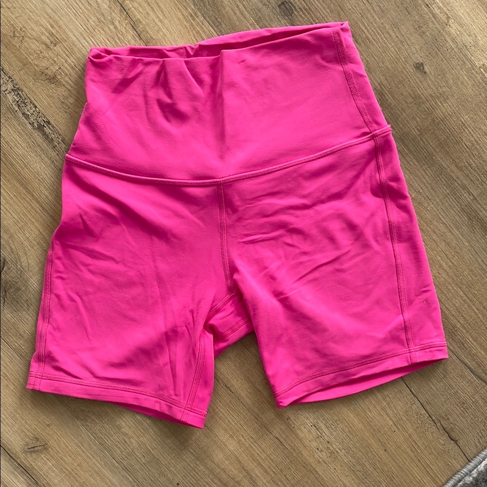 Lululemon Athletica Pink Bike Shorts High-Waisted Stretchy